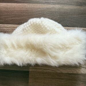 Furry Cream Knit Hat
